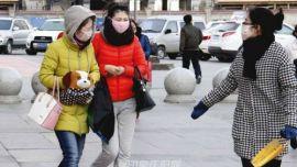 庆阳街头寒风冷飕飕 路上美女很“冻人”（图）