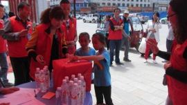 “能帮多少是多少” 志愿者公园广场义卖苹果筹药费