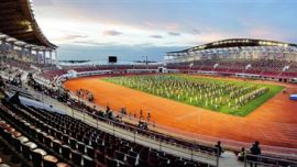 #甘肃省第三届大学生运动会#开幕式表演的演职人员在加紧排练