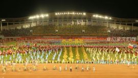 #甘肃省第三届大学生运动会#陇东学院举行甘肃省第三届大学生运动会最后一次联合彩排