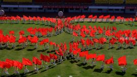 #甘肃省第三届大学生运动会#开幕式中篇《热土情深》腰鼓汇演