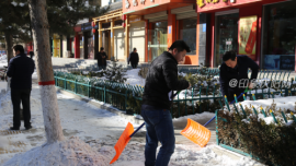 庆阳市食药监局积极组织全体党员干部开展上街清扫积雪活动