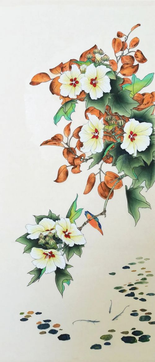 柴颖《翠鸟芙蓉》
