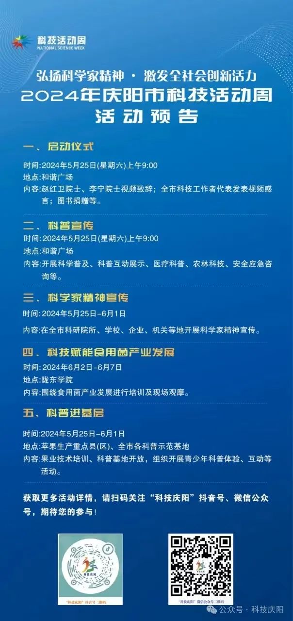 2024年庆阳市科技活动周活动预告