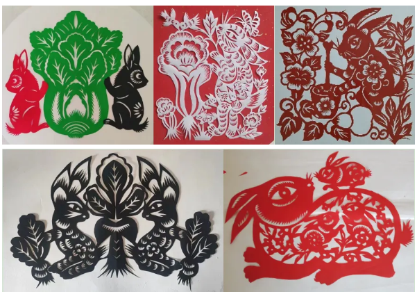 图1为段彩霞作品；图2、4为米雪萍作品；图3为刘文作品；图5为张改琴作品