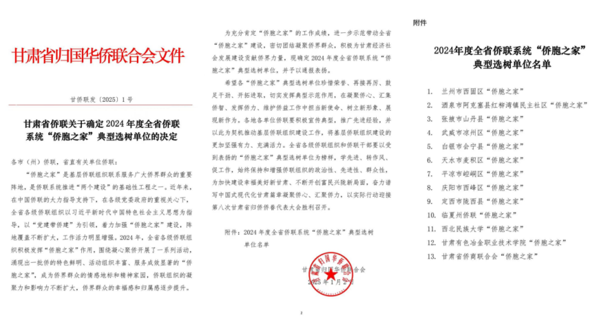 慶陽市西峰區(qū)“僑胞之家”獲2024年度全省僑聯(lián)系統(tǒng)“僑胞之家”典型選樹單位