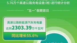 圖表：“跑”出新紀(jì)錄 假期首日新能源汽車充電量同比增長55.6%