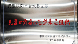 民盟合水縣支部獲評(píng)“民盟甘肅省示范型基層組織”