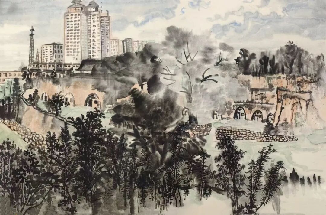 《黄土新貌》郭春晓 纸本国画46X69