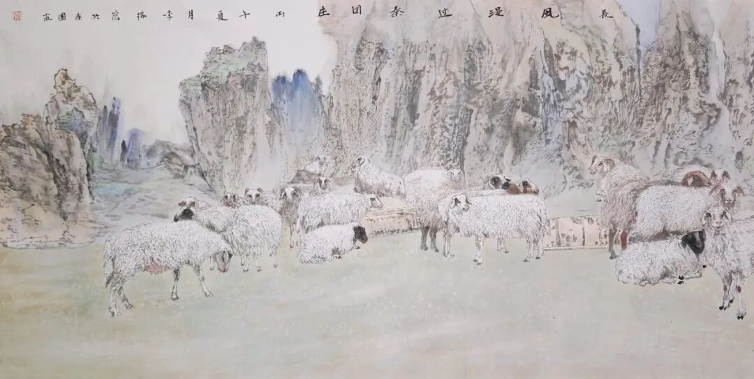 《长风漫过秦团庄》李榕 纸本国画138x69cm