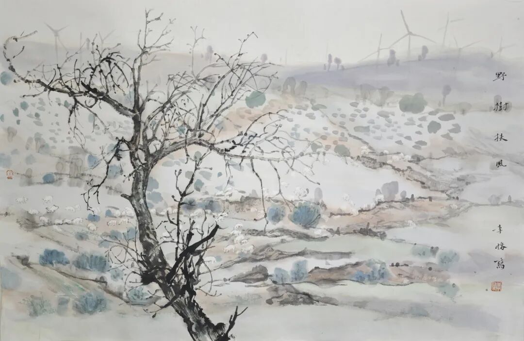 《野树扶风》李榕 纸本国画46x69cm