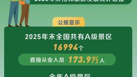 圖表：2025年全國A級景區(qū)接待游客75.1億人次