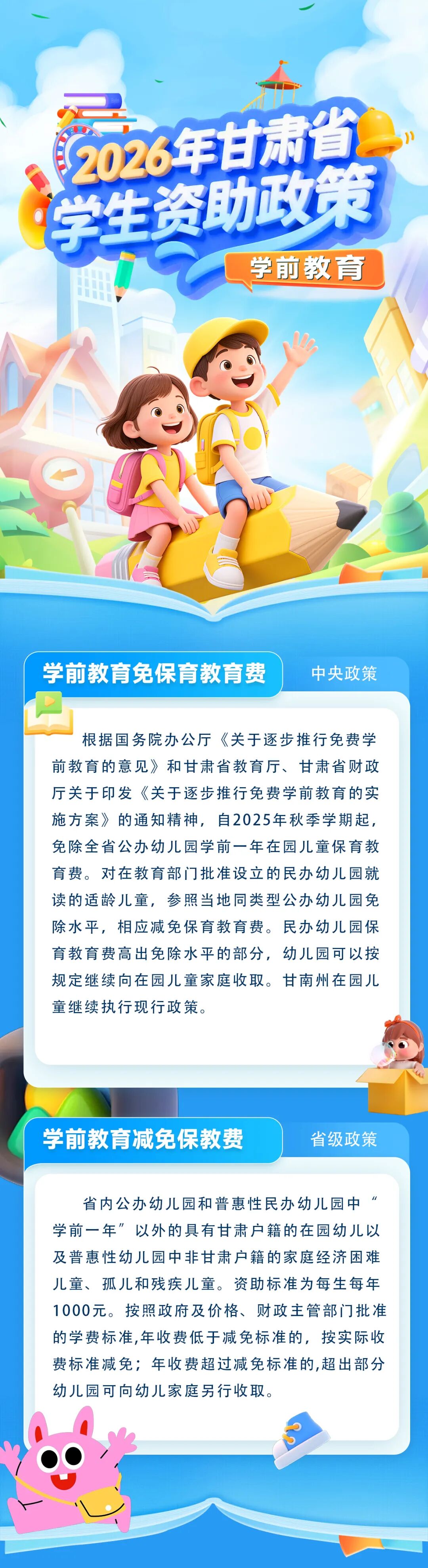 2026年甘肃省学生资助政策简介（学前教育阶段）
