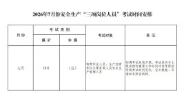 庆阳市应急管理局2026年7月份安全生产“三项岗位人员”考试时间安排