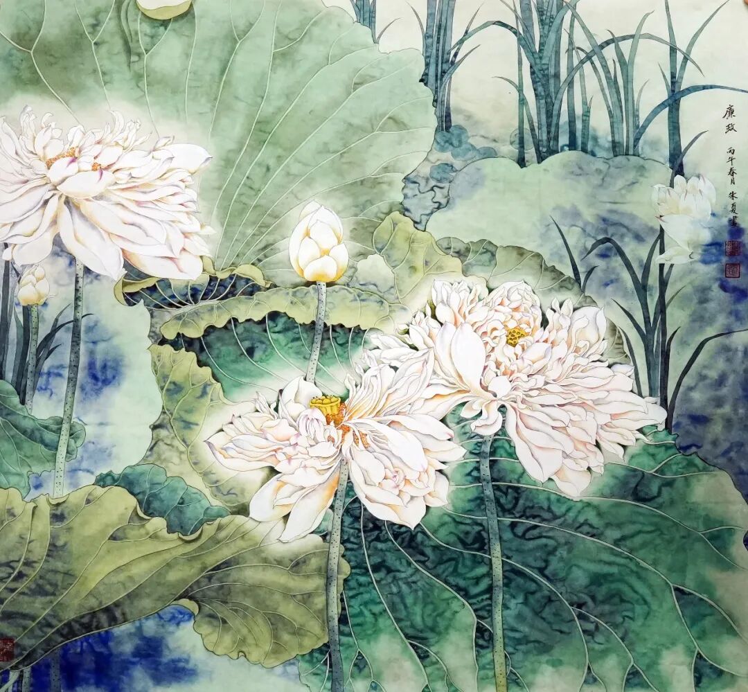 2.中国画 出淤泥而不染 68cmx68cm朱夏甘肃省合水县公安局