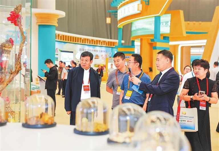 与会嘉宾在中医药文化科技展馆参观。