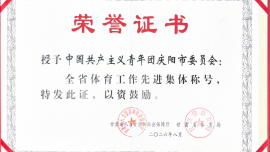 共青团庆阳市委荣获“全省体育工作先进集体”称号