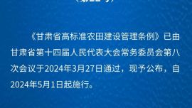 甘肃省高标准农田建设管理条例