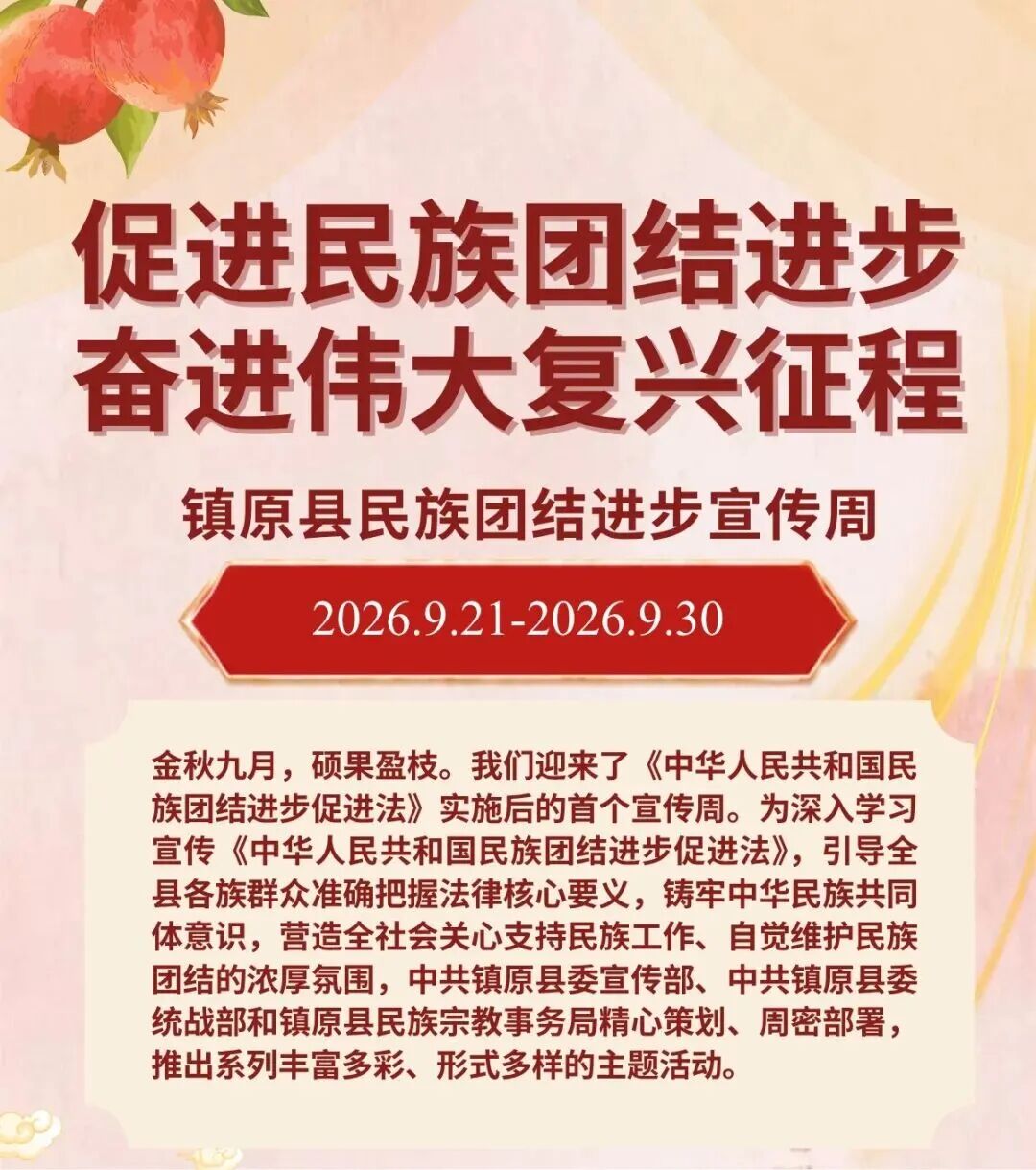 一图读懂镇原县民族团结进步宣传周活动实施方案
