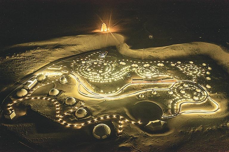 苏武沙漠大景区夜景。