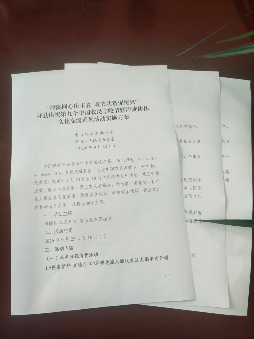 环县丰收节暨中秋国庆系列活动实施方案
